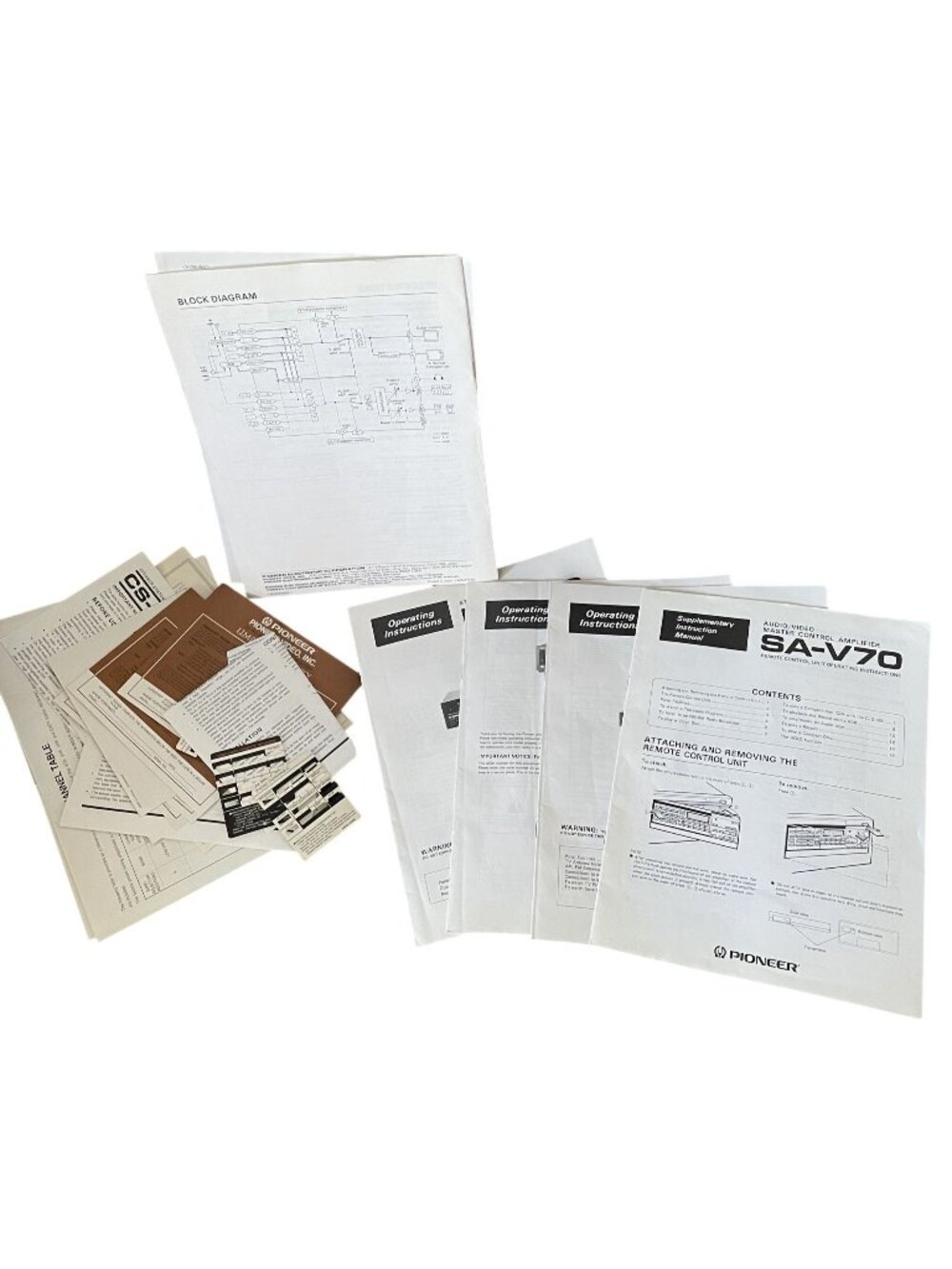 Pioneer Audio/Video SA-V70 Manuals & Operating Instructions Set